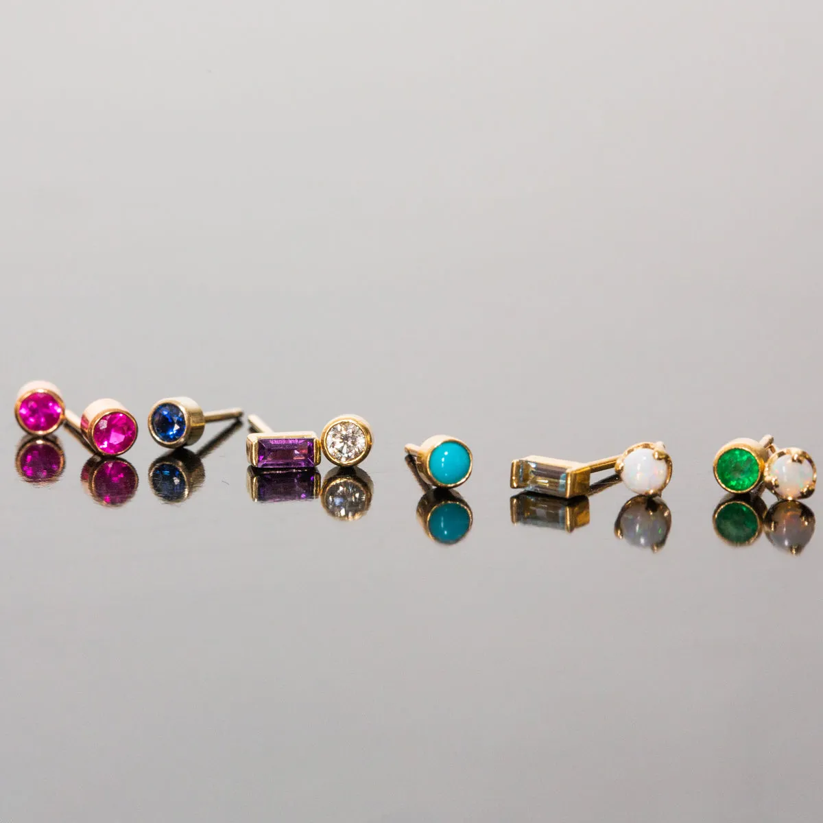 14k Small Opal Prong Studs | October Birthstone