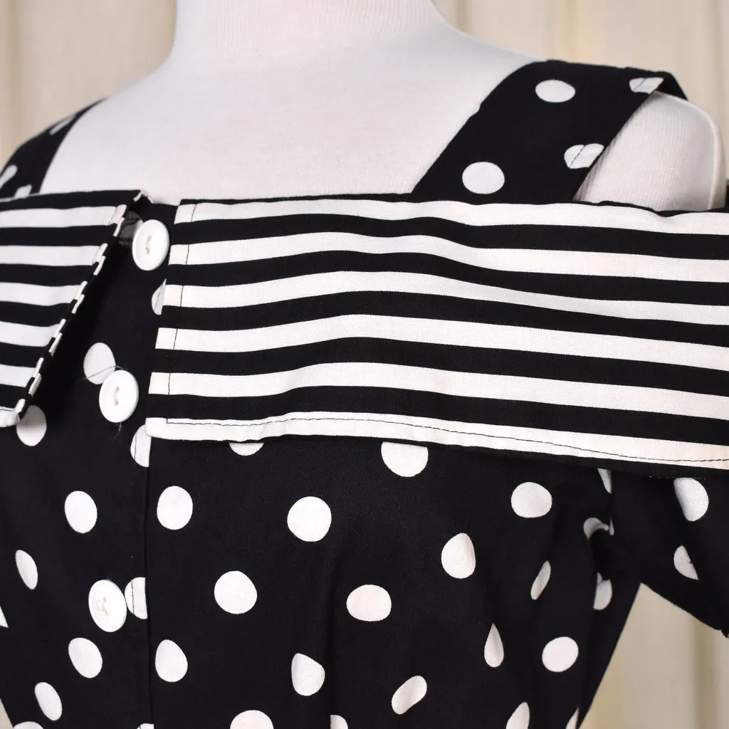 1950s Style B&W Polka Dot Dress