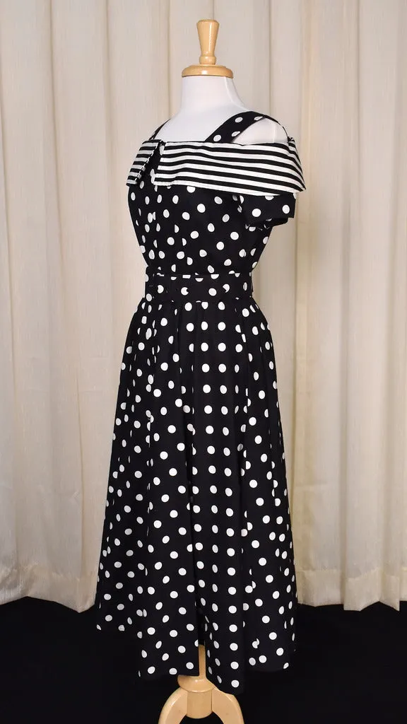 1950s Style B&W Polka Dot Dress