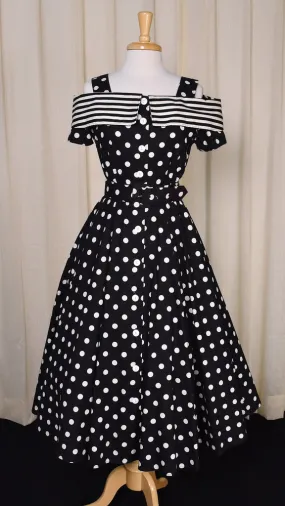 1950s Style B&W Polka Dot Dress