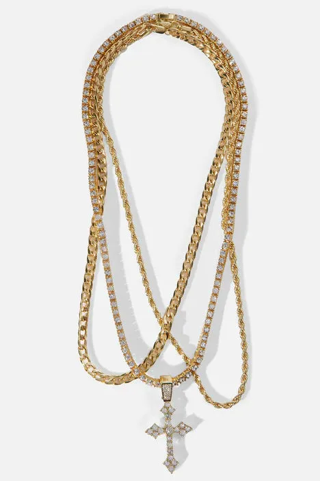 3 Piece Cross Chain Necklace