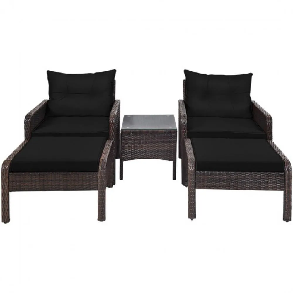 5 Pieces Patio Rattan Furniture Set Sofa