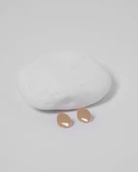 ACRYLIC OVAL BEIGE SOLID COLOR FASHION EARRINGS 2087 - حلق