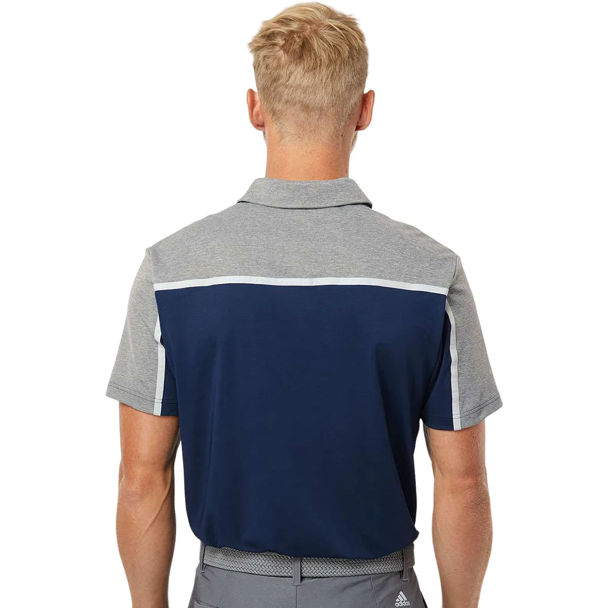 Adidas Men's Collegiate Navy/Grey Two/Grey Five Melange Ultimate Colorblocked Polo