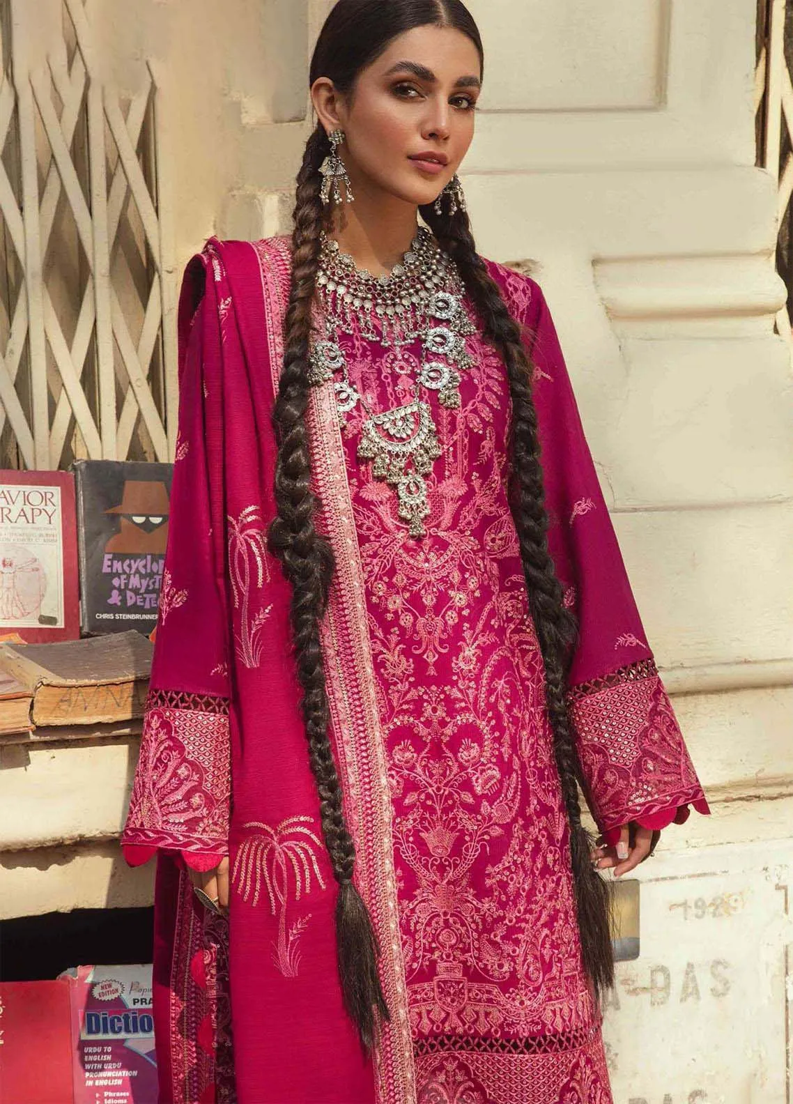 Afrozeh Embroidered Linen Unstitched 3 Piece Suit - 05