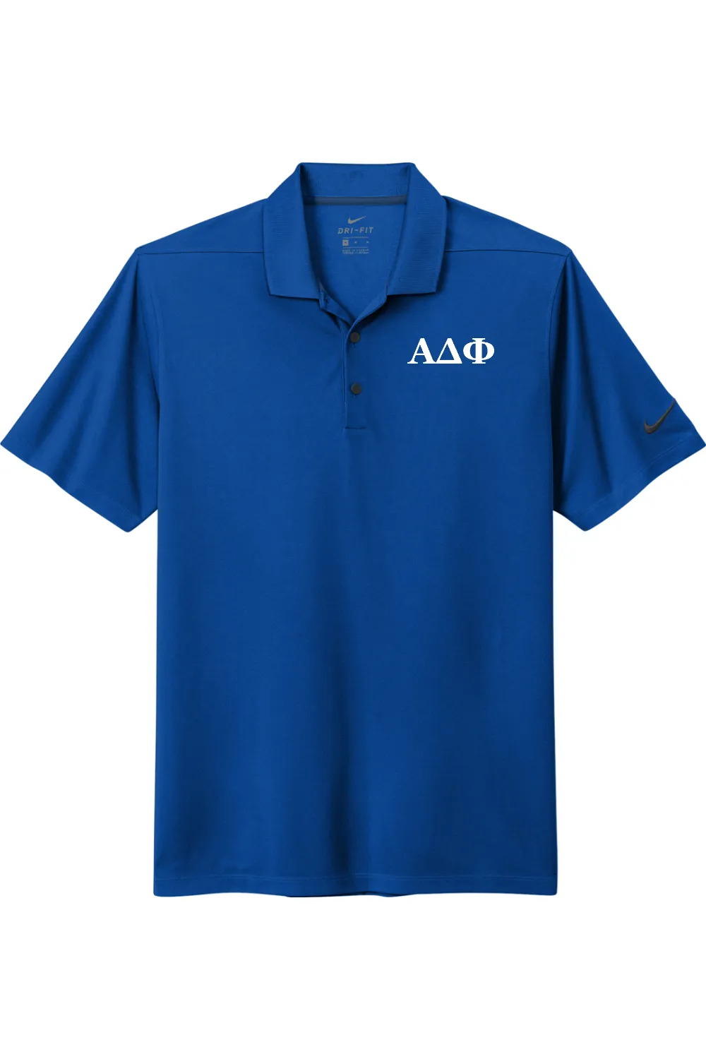 Alpha Delta Phi - Nike Dri Fit Micro Pique 2.0 Polo - White Embroidered Letters