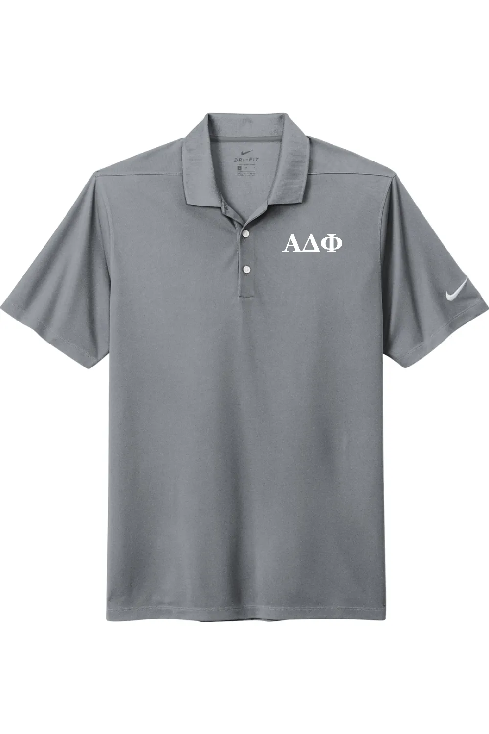 Alpha Delta Phi - Nike Dri Fit Micro Pique 2.0 Polo - White Embroidered Letters