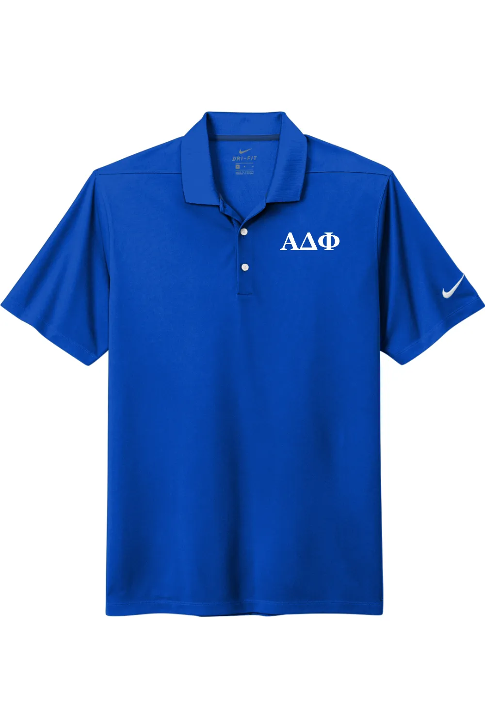 Alpha Delta Phi - Nike Dri Fit Micro Pique 2.0 Polo - White Embroidered Letters