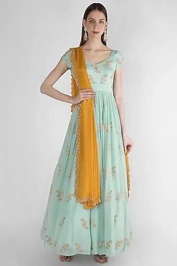 Anarkali in Sky Blue