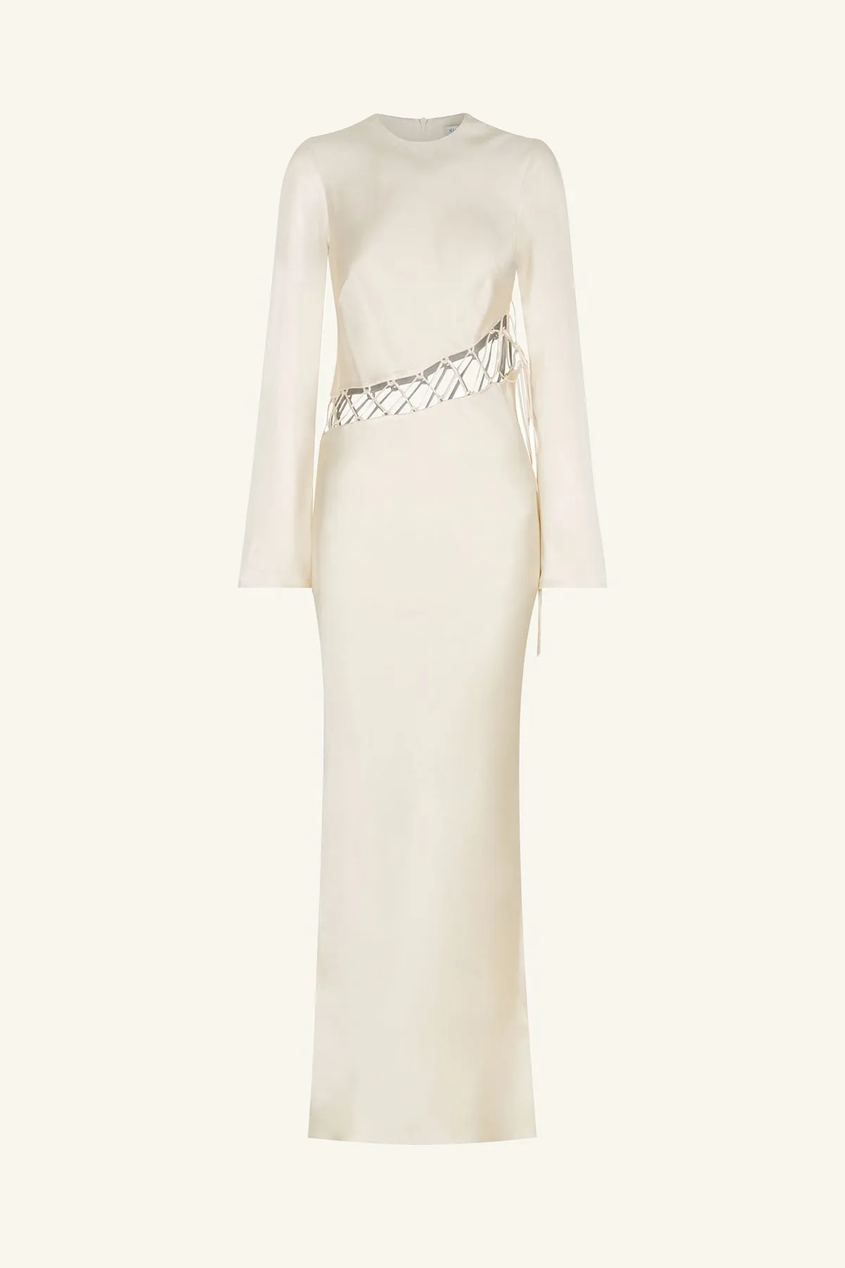 ARIENZO ASYMMETRICAL LACE UP MAXI DRESS - CREAM