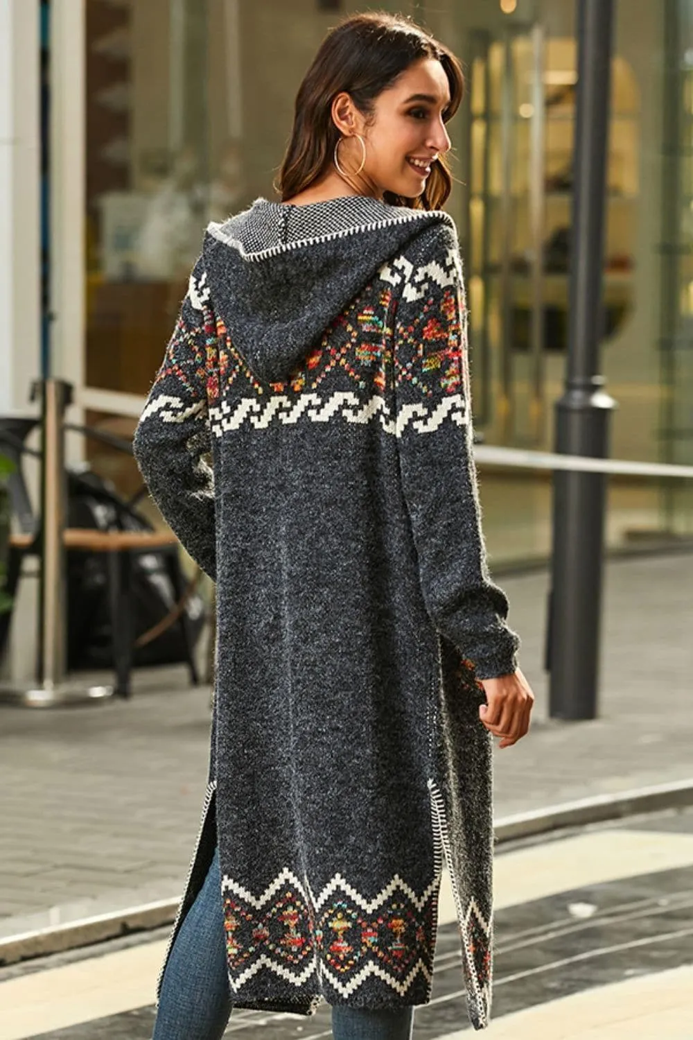 Aurora Bohemian Slit Hooded Duster Cardigan