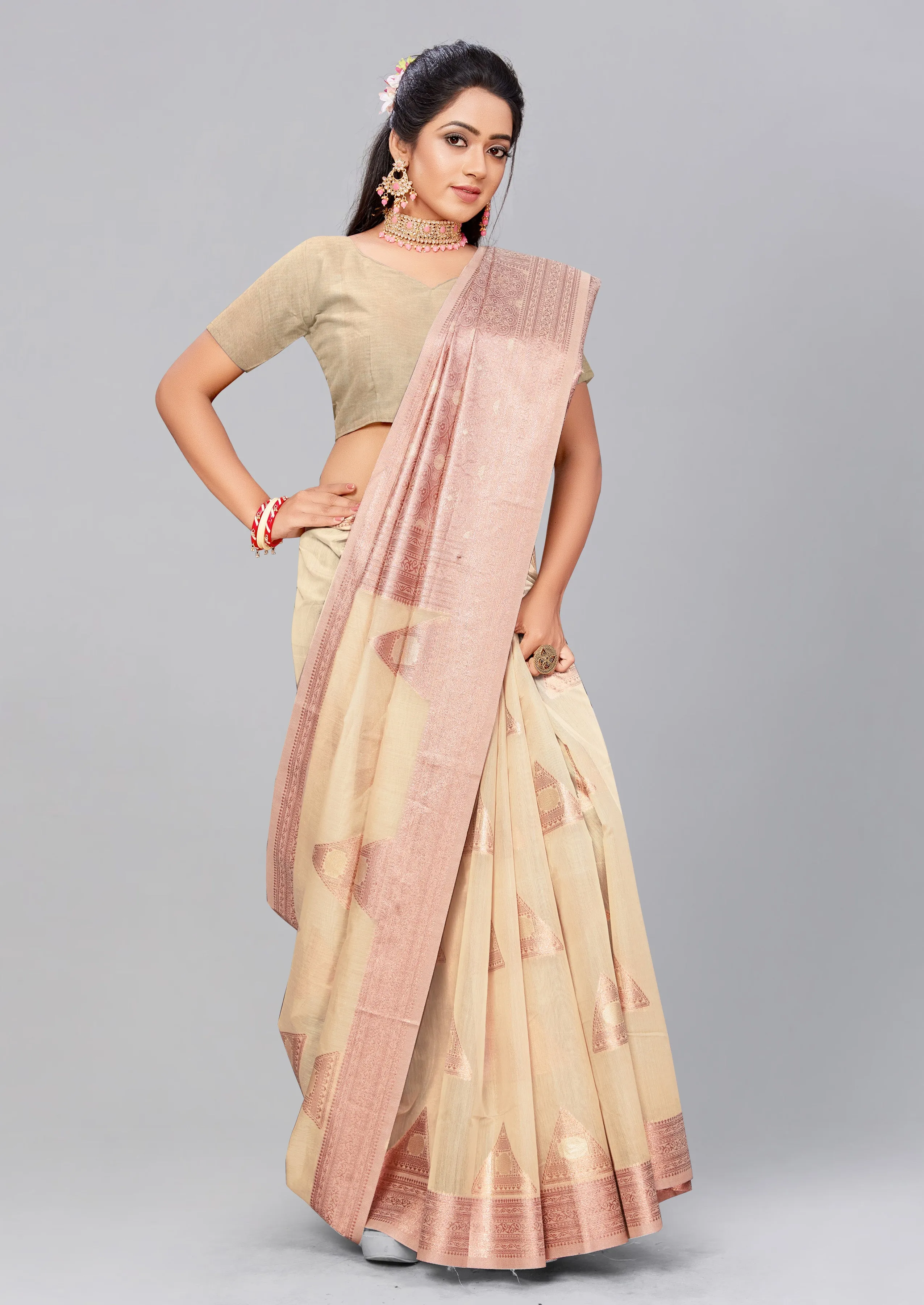 Bisque Handloom Saree