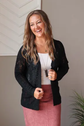 Black Open Front Cardigan