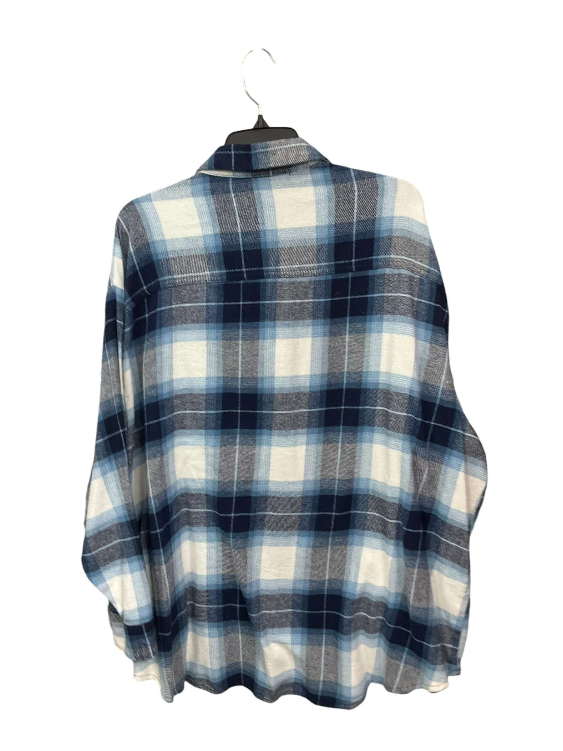 Blouse Long Sleeve By Old Navy In Plaid Pattern, Size: Xxl