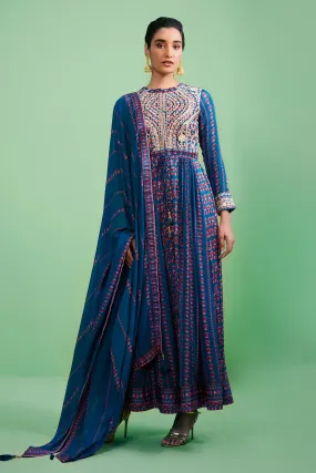 Blue Gota Embroidered Anarkali