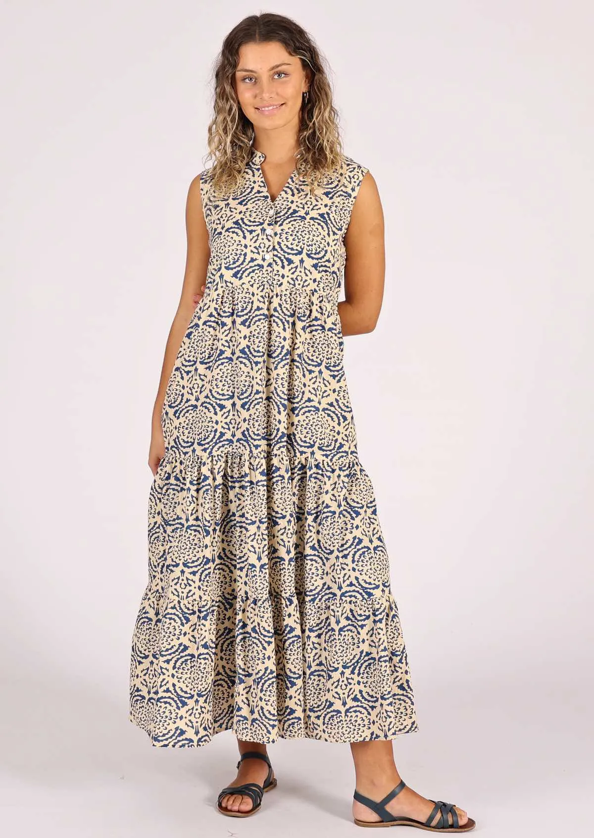 Boho Tiered Maxi Dress Dahlias for Days