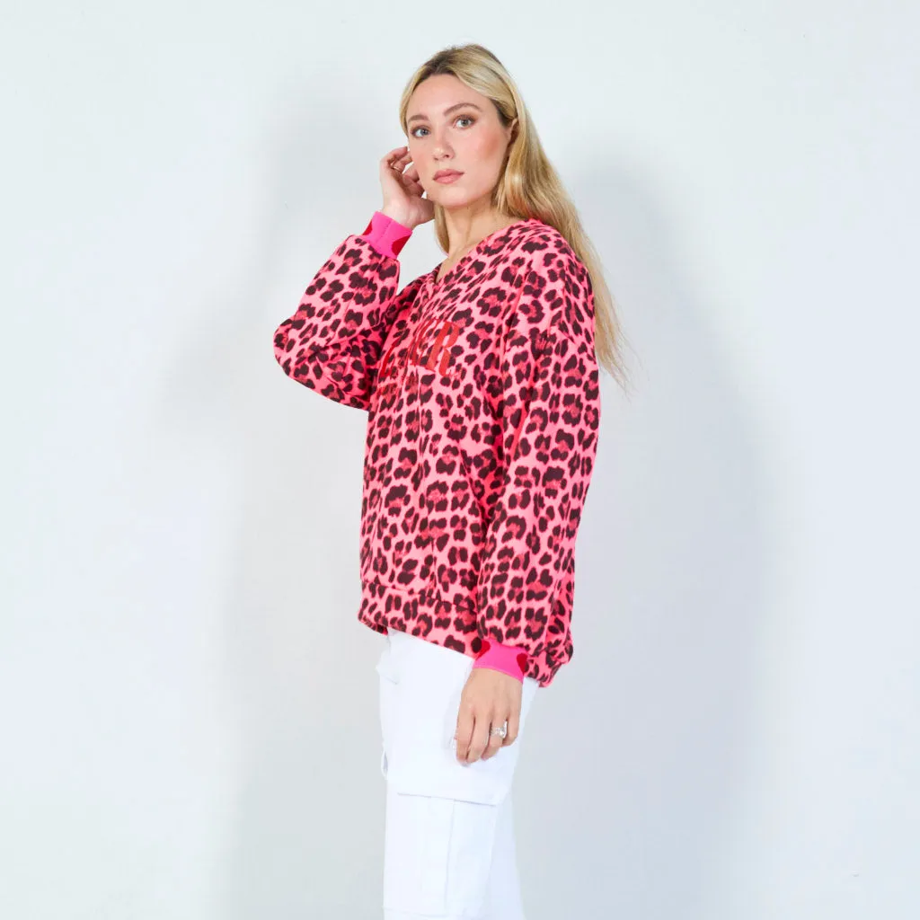 Bold leopard print "A LA MER" sweatshirt wholesale