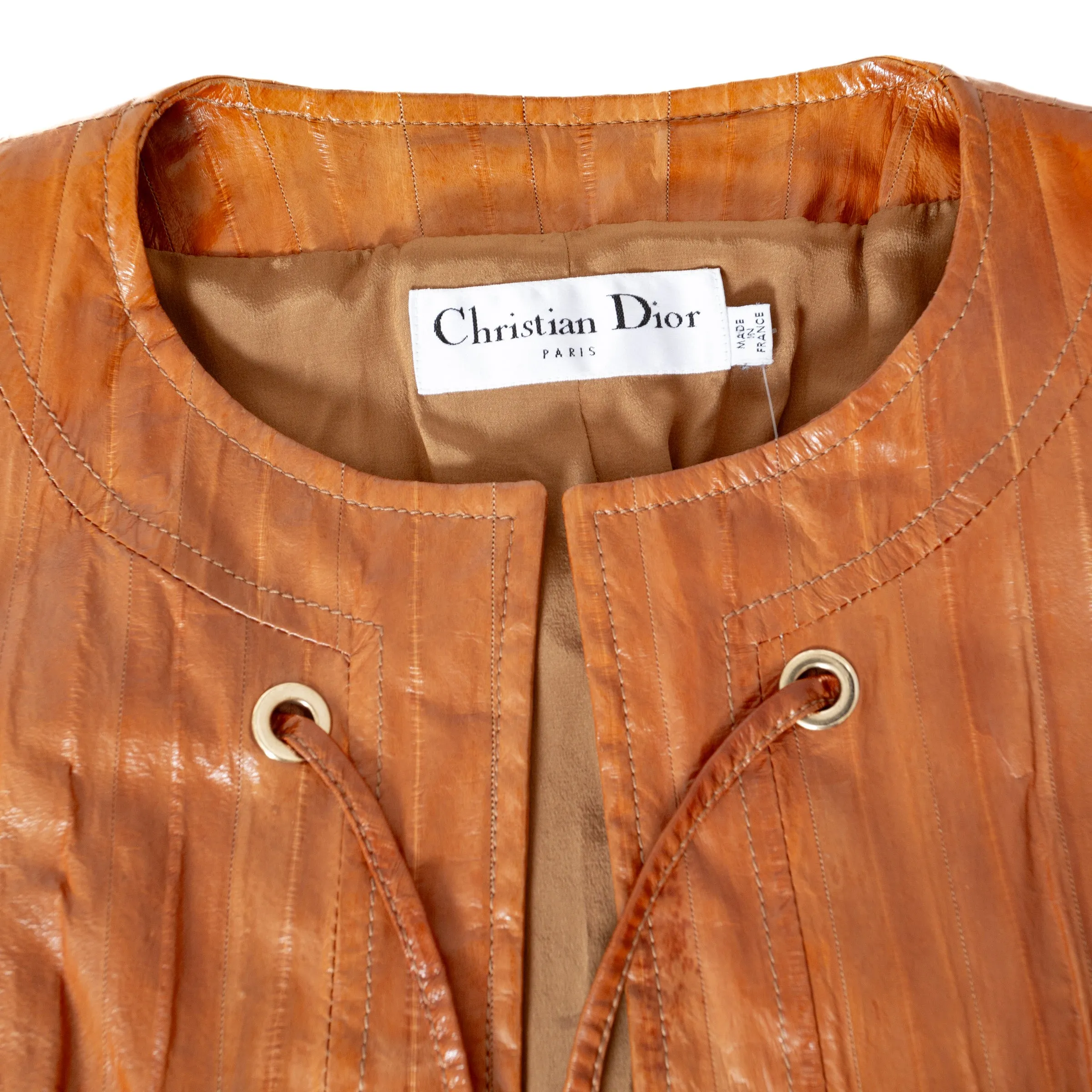 Brown Eel Leather Grommet Jacket