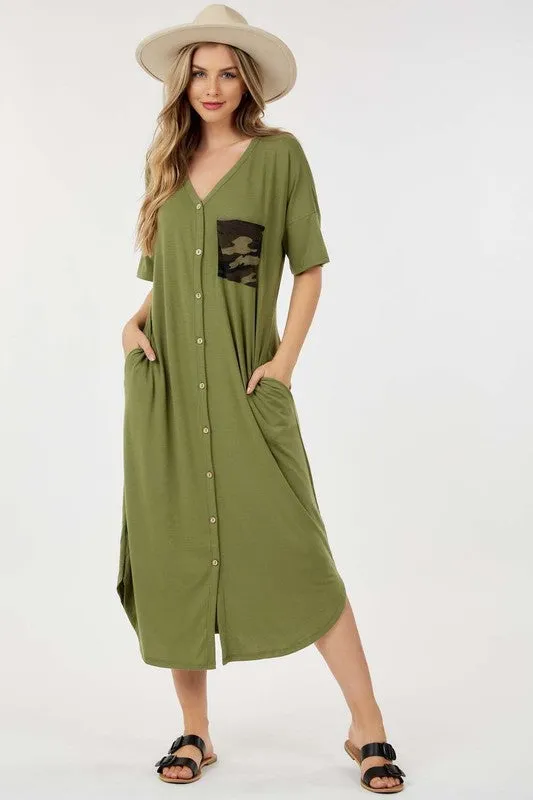 Camo Pocket Comfy Dress