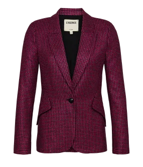 Chamberlain Blazer in Pink & Black Houndstooth