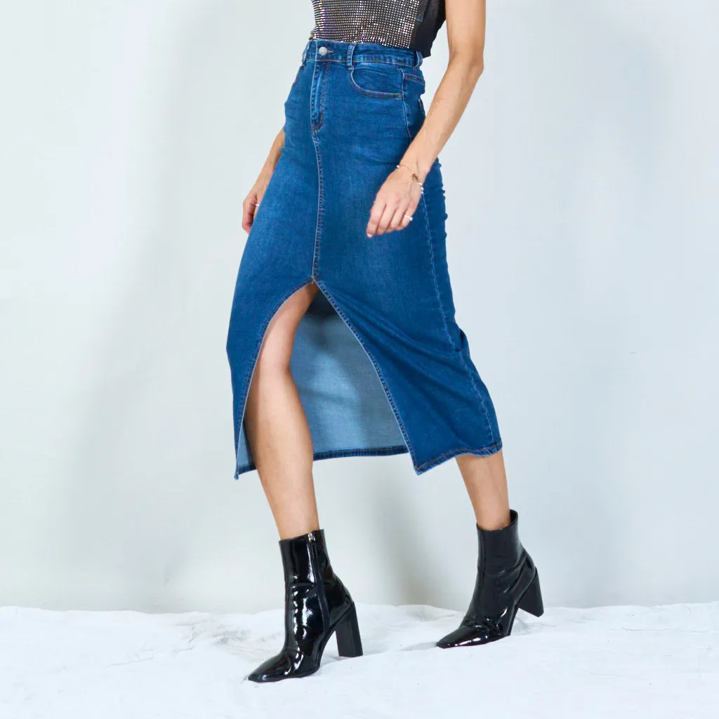 Classic denim midi skirt Wholesale