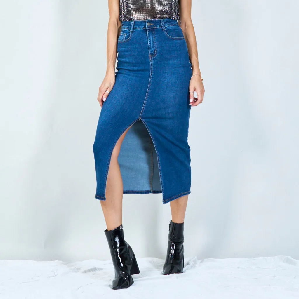 Classic denim midi skirt Wholesale