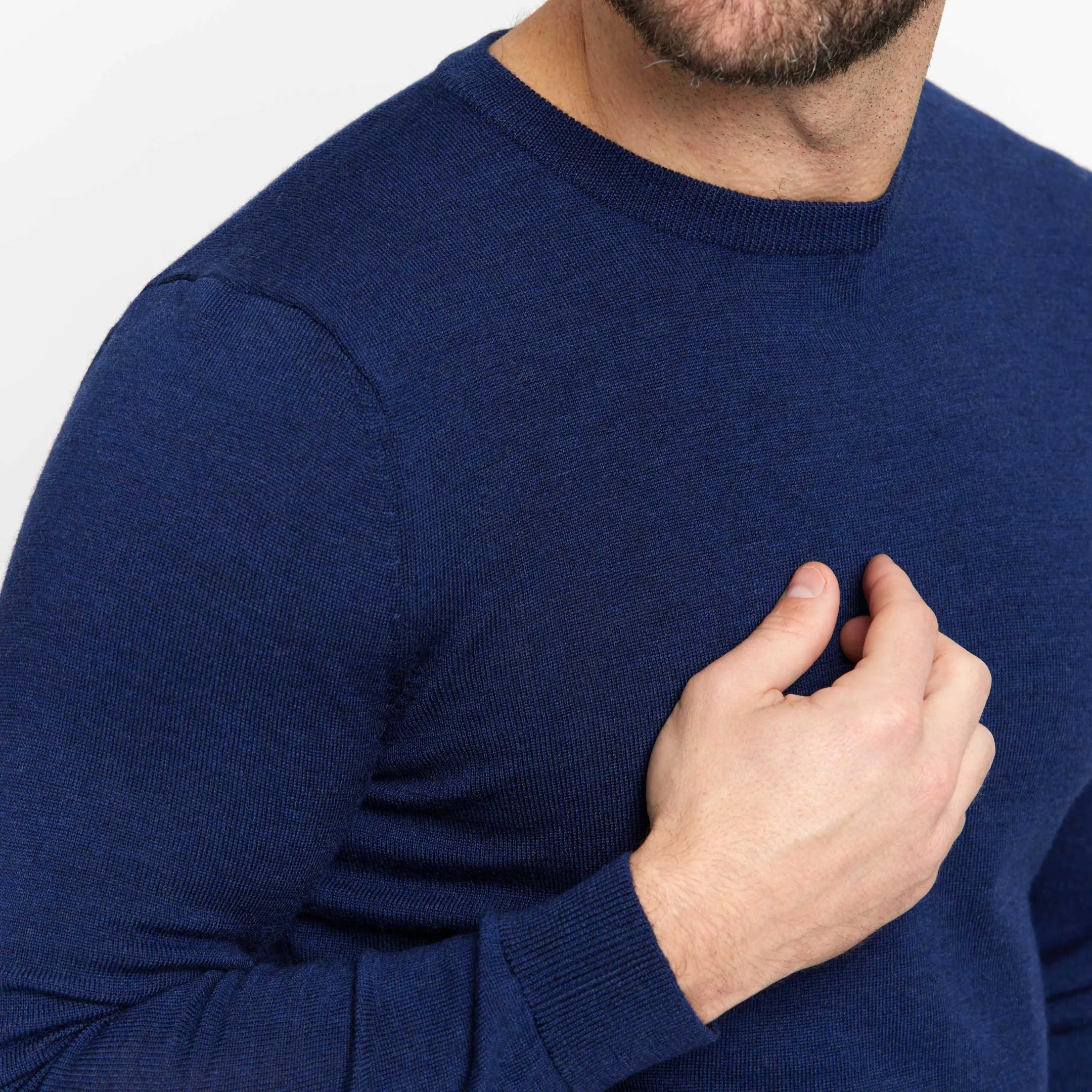 Dark Blue Merino Crew Neck Sweater