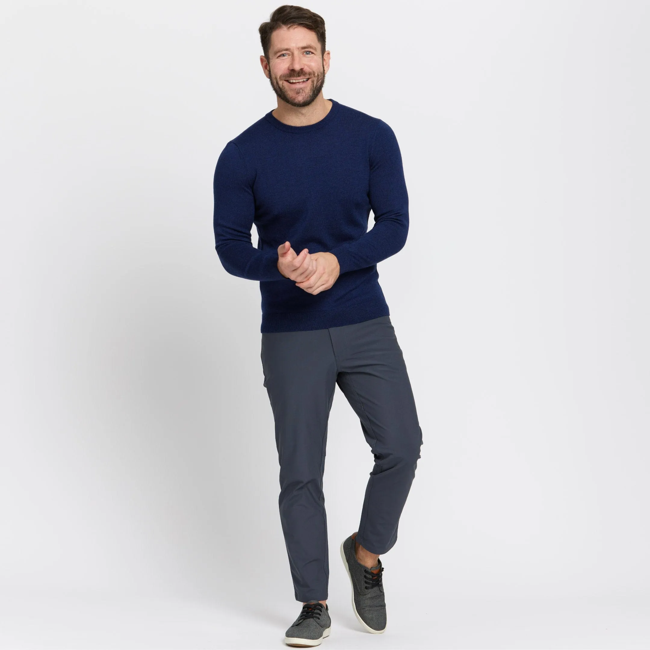 Dark Blue Merino Crew Neck Sweater