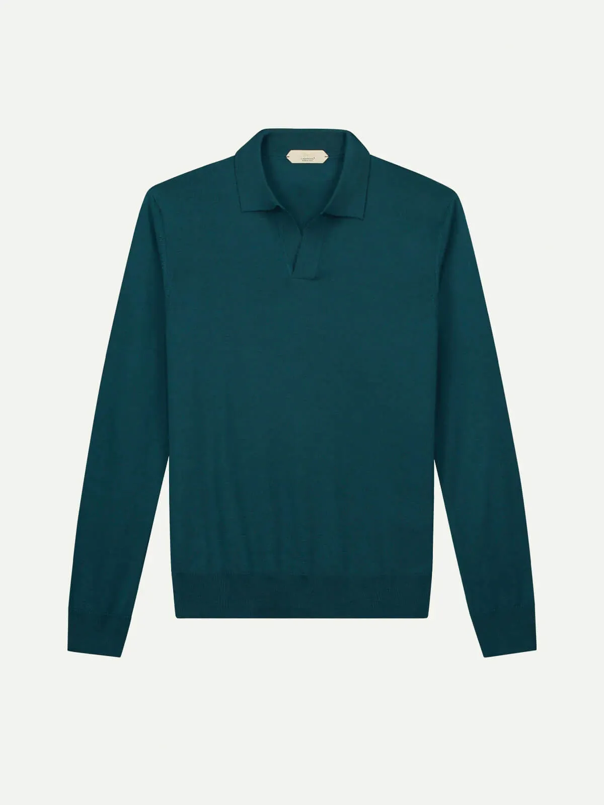 Extrafine Merino Buttonless Polo Forest Green