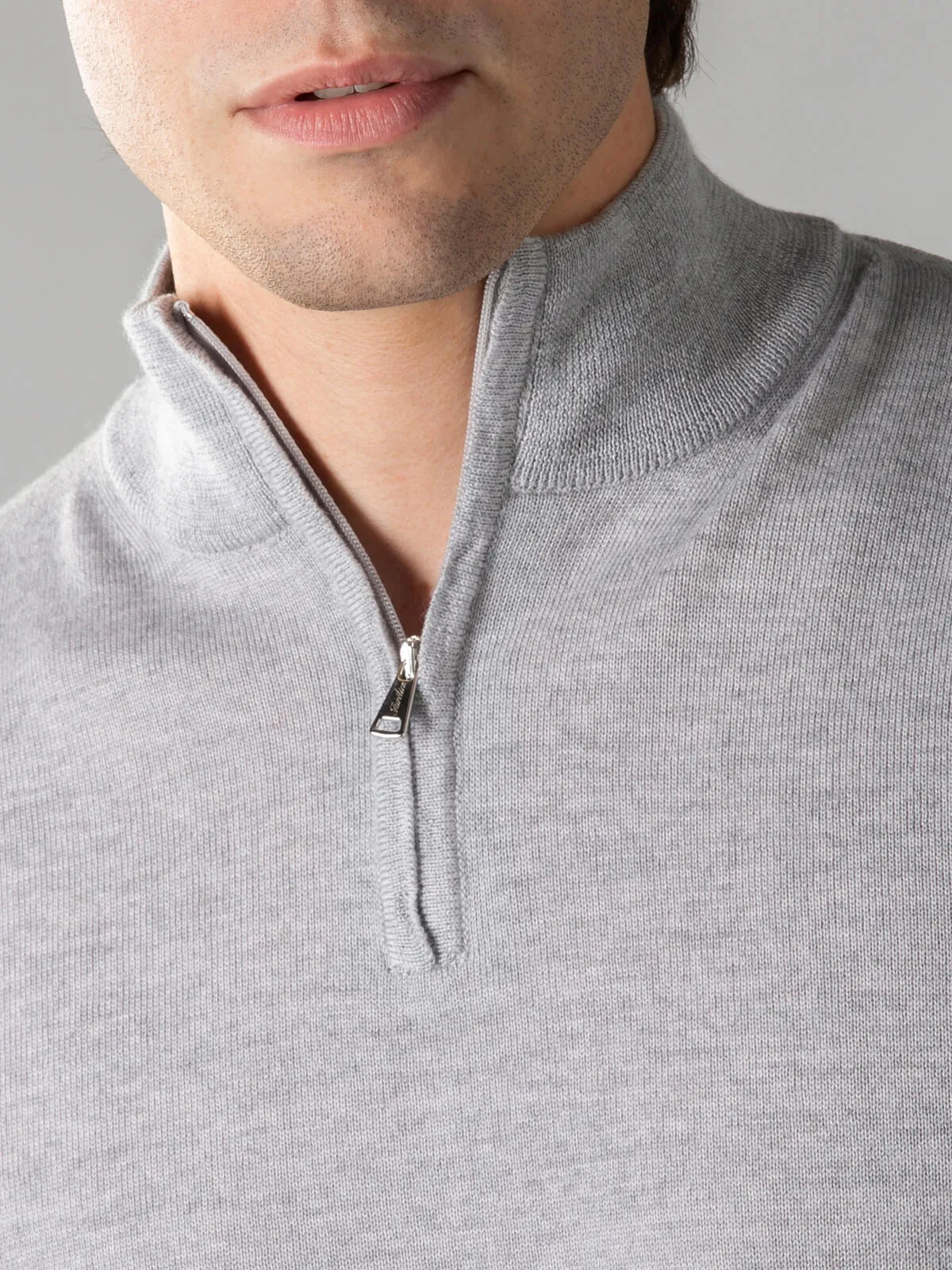 Extrafine Merino Zipper Sweater Light Grey