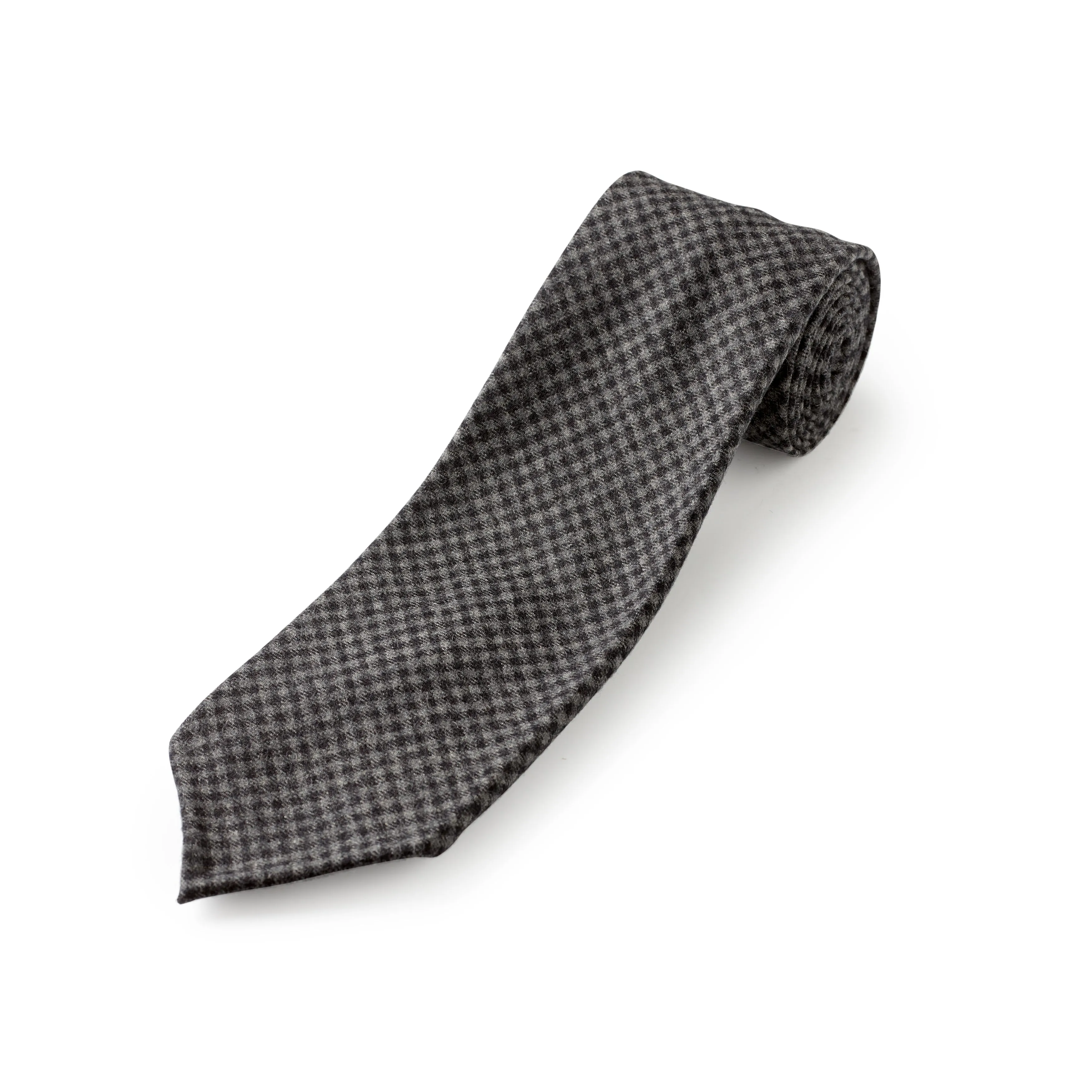 Fox 4 Fold Charcoal and Grey Gunclub Check Tie