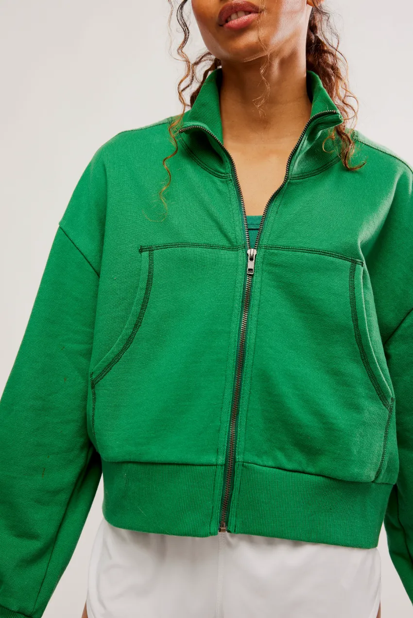 Free People Movement High Jump Zip Up sweatshirt in Heritage Green