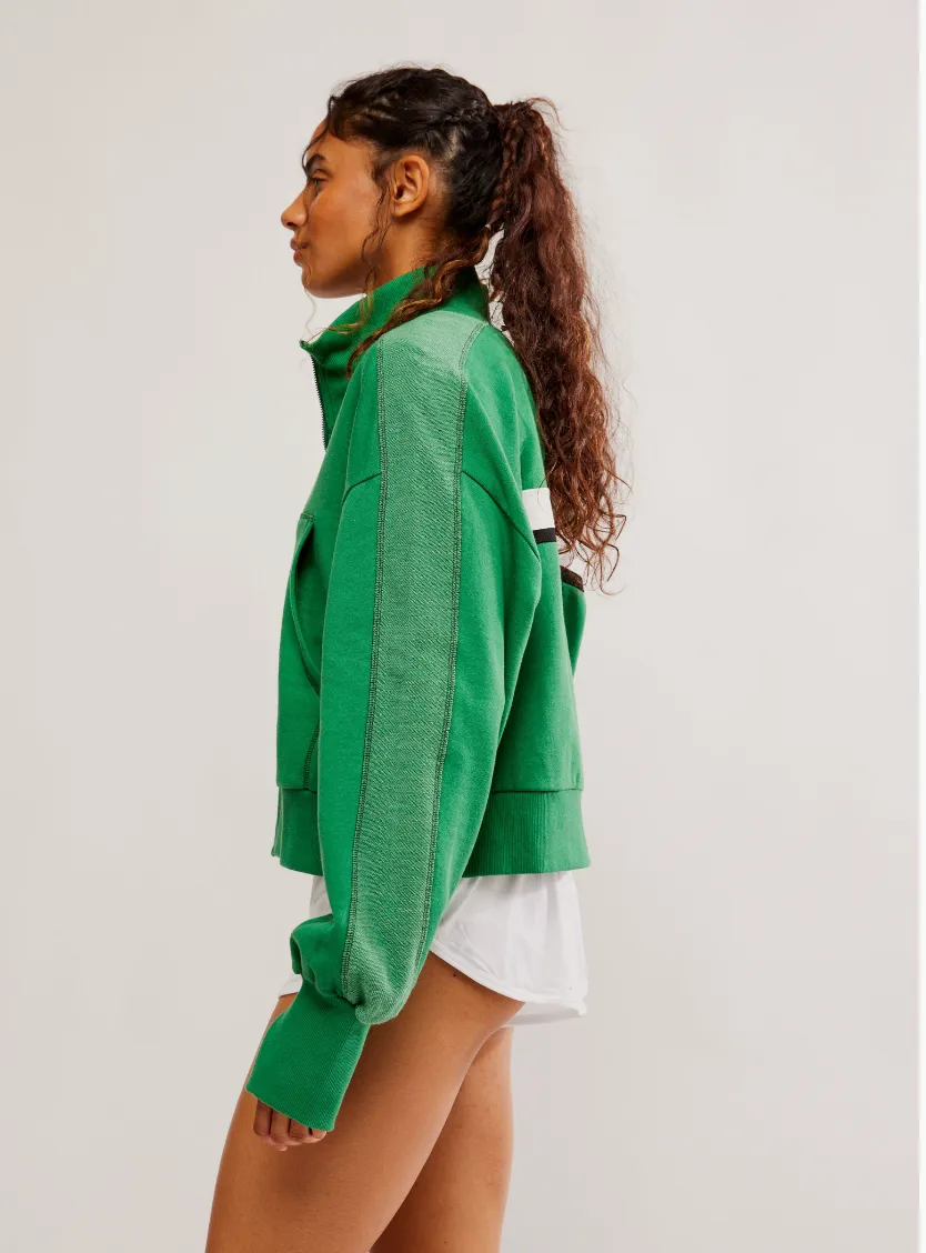 Free People Movement High Jump Zip Up sweatshirt in Heritage Green