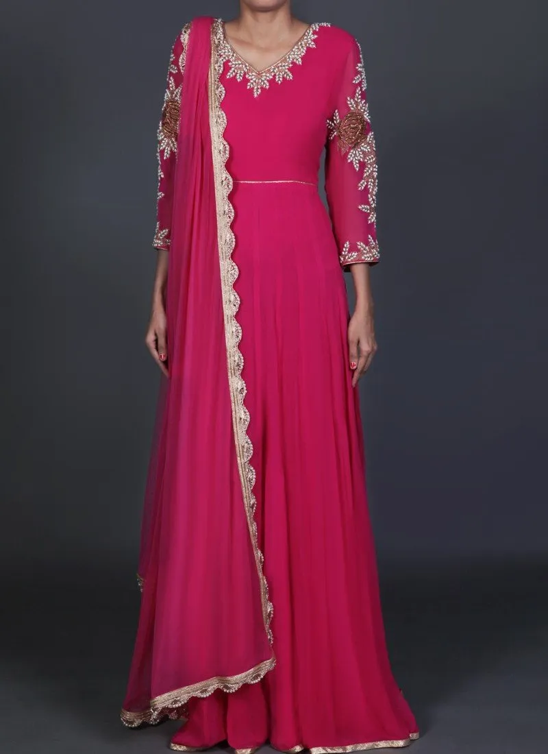 Hot Pink Embroidered Anarkali