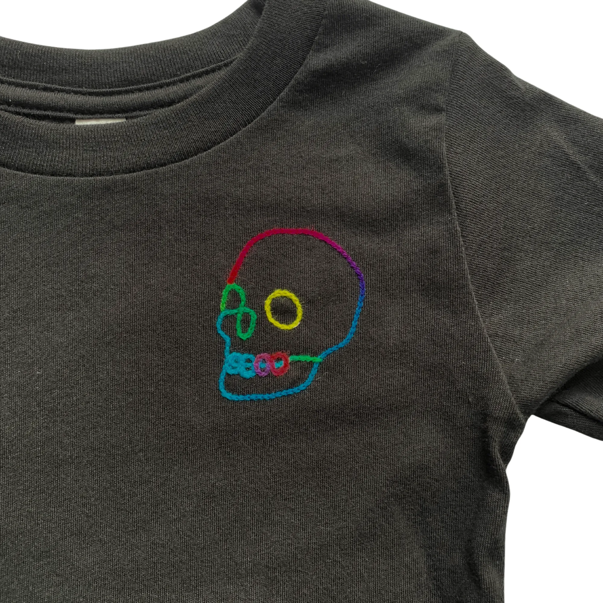 INFANT Black Spooky Skull Chainstitch Tshirt