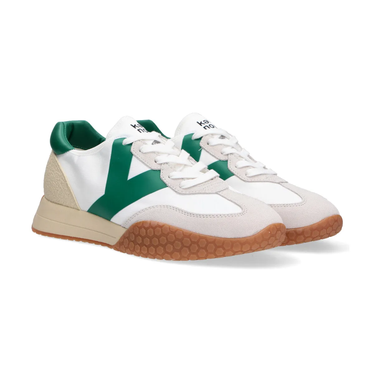 Keh-noo sneaker camoscio nylon bianco verde