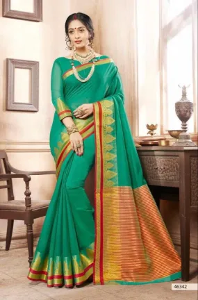 Khadi Faux Silk Saree Collection- green