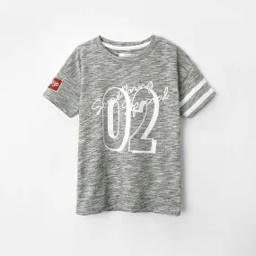 Kids Soft Cotton Graphic Printed Melange T-Shirt