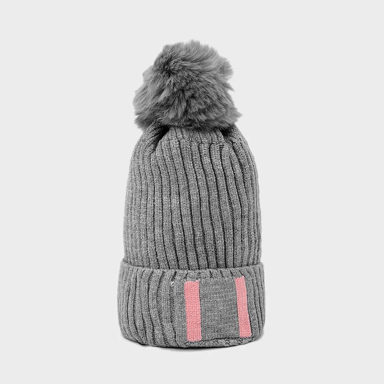 Kids Wool Soft Premium Quality Embroidered Knitted Fur Lined Stretch Caps