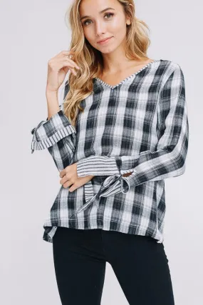 Kristen Striped Plaid Woven Top