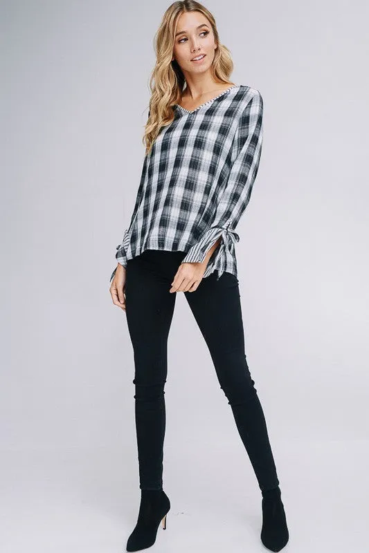 Kristen Striped Plaid Woven Top