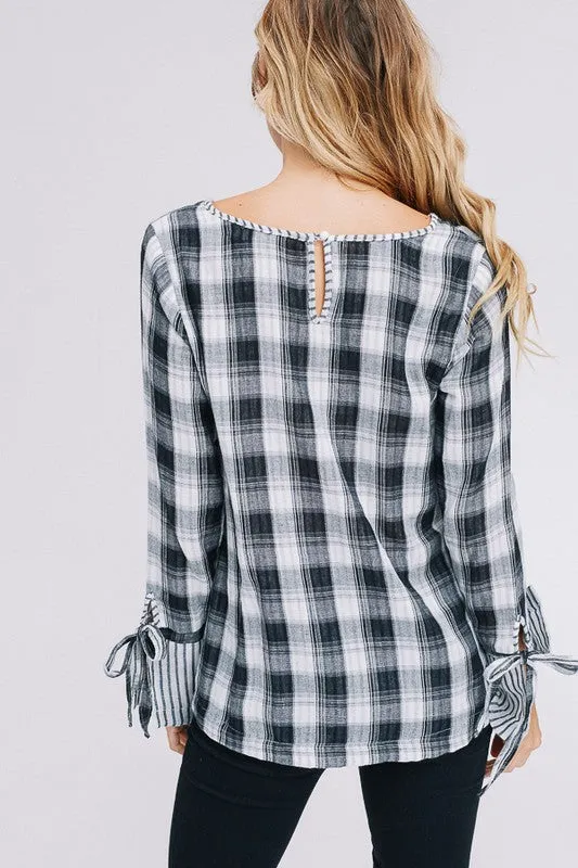 Kristen Striped Plaid Woven Top