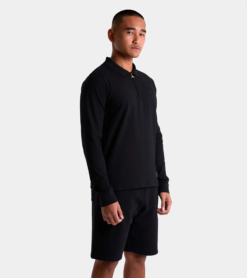 Long Sleeve Zip Polo | Black AHTA234-05