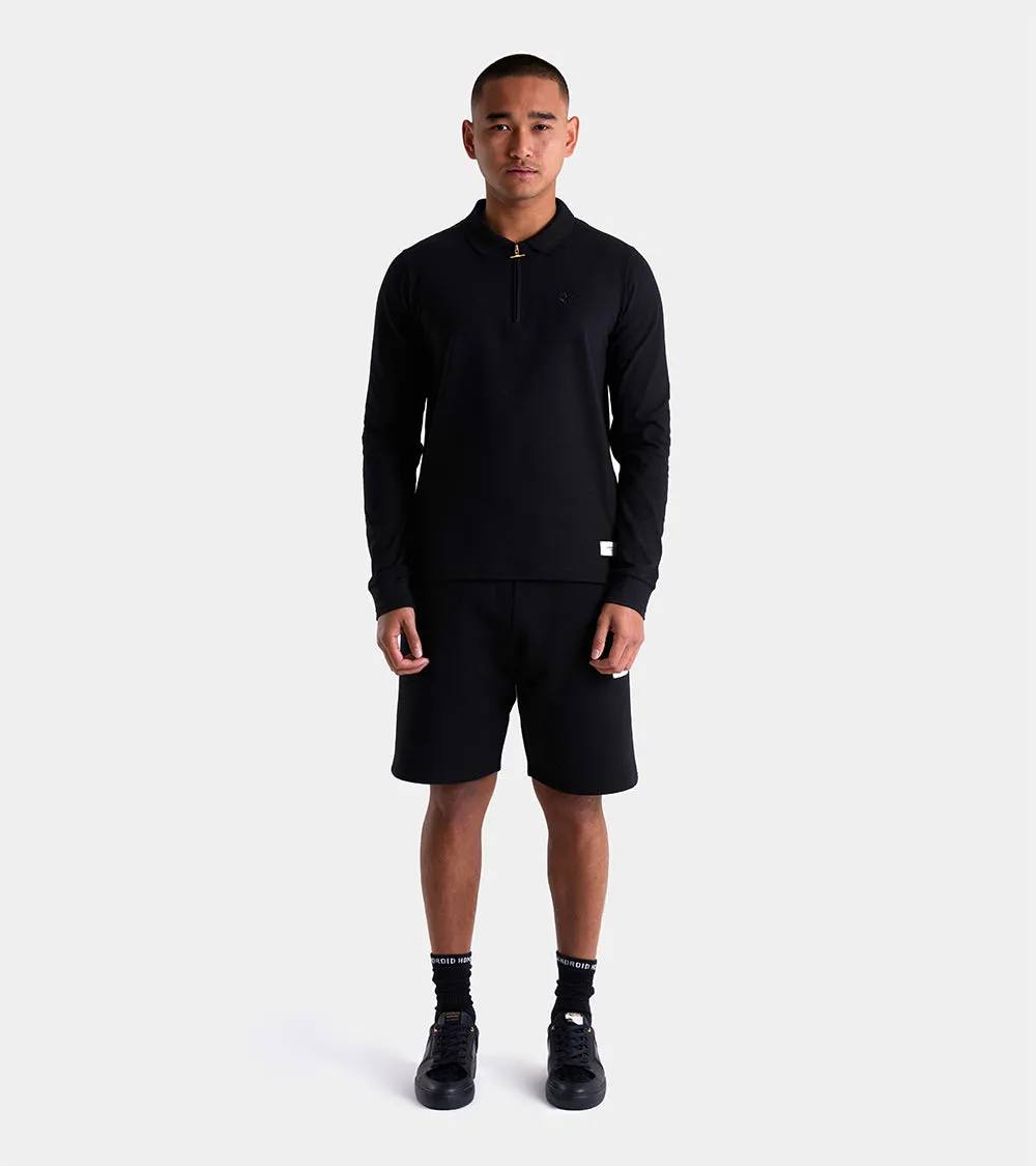 Long Sleeve Zip Polo | Black AHTA234-05