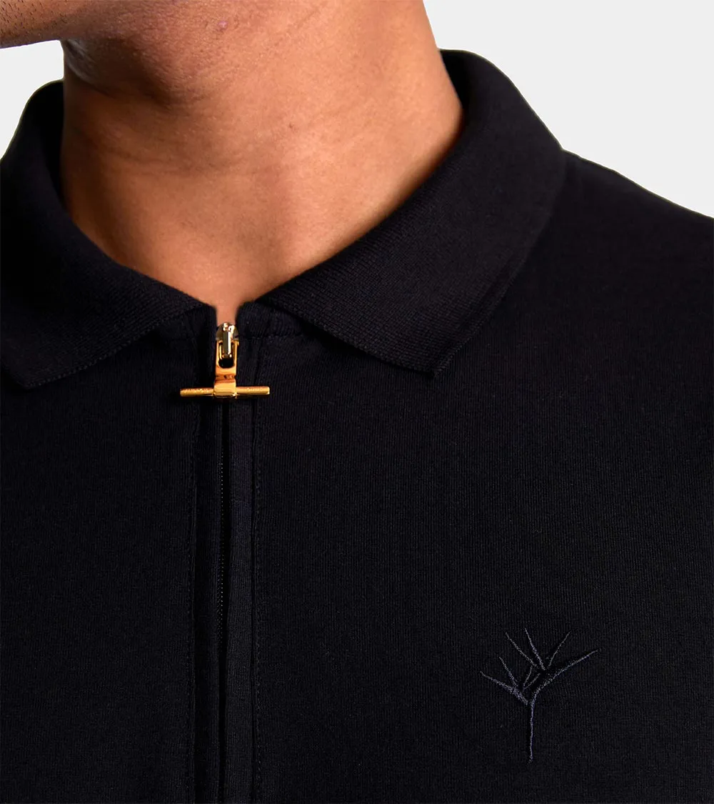 Long Sleeve Zip Polo | Black AHTA234-05