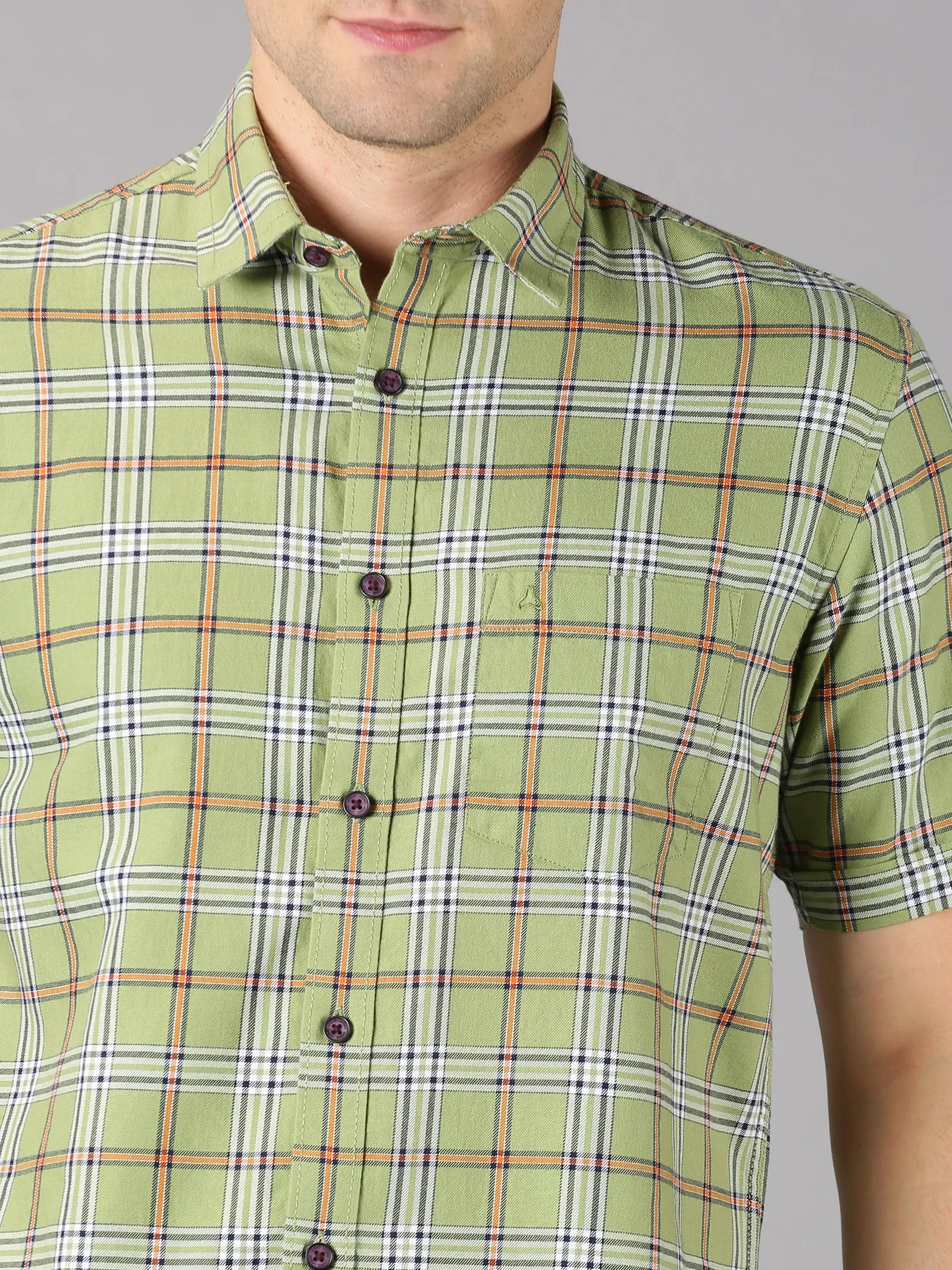 MEN'S GREEN CHECKS SLIM FIT SHIRT