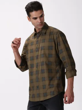 MEN'S GREEN CHECKS SLIM FIT SHIRT