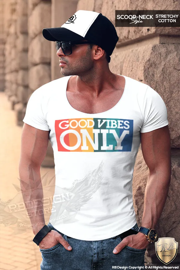 Men's T-shirt Good Vibes Only Wording Summer Beach Tank Top MD738