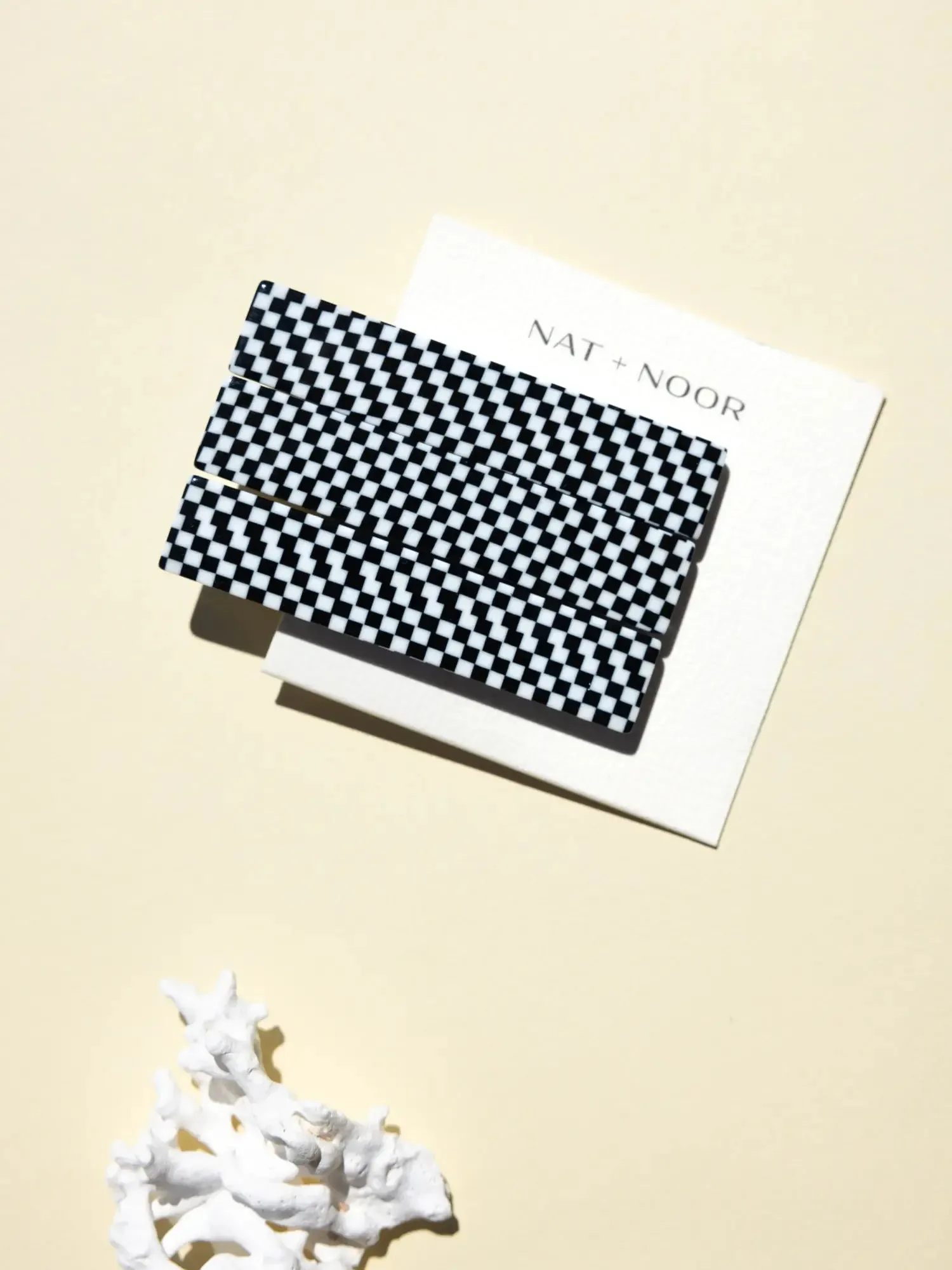 NAT & NOOR FLORA HAIR CLIP SET - BLACK & WHITE CHECKERED