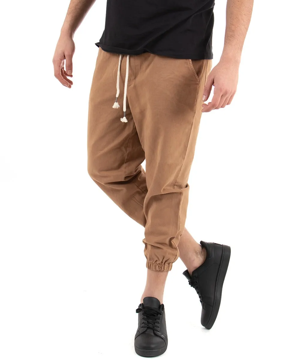 Pantaloni Uomo Pantalaccio Tinta Unita Camel Coulisse Cavallo Basso Casual GIOSAL-P3438A